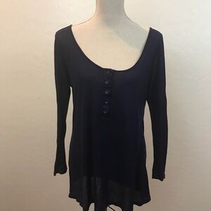 Tobi Sheer Tunic Low Scoop Neck Plunge Top